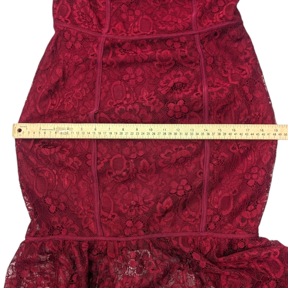 Lulus Lace Spaghetti Strace Dress NEW Womens Medium Red Lace Midi Sheath - Picture 10 of 13